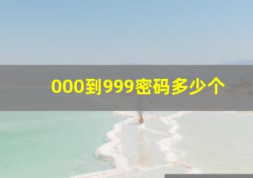 000到999密码多少个