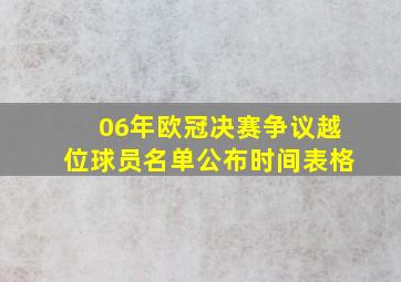 06年欧冠决赛争议越位球员名单公布时间表格