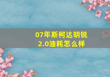 07年斯柯达明锐2.0油耗怎么样