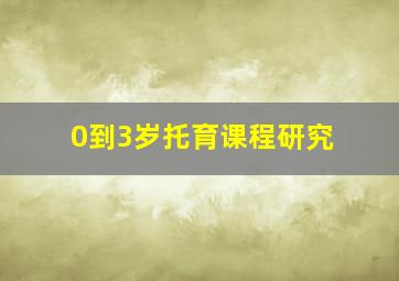 0到3岁托育课程研究