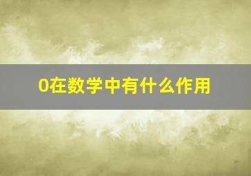 0在数学中有什么作用