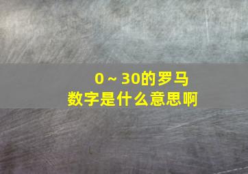 0～30的罗马数字是什么意思啊