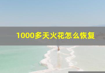 1000多天火花怎么恢复