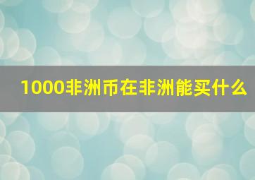 1000非洲币在非洲能买什么