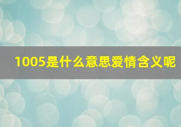 1005是什么意思爱情含义呢