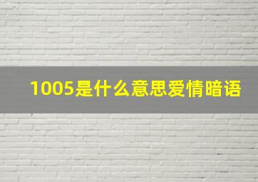 1005是什么意思爱情暗语