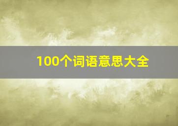 100个词语意思大全