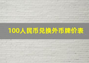 100人民币兑换外币牌价表