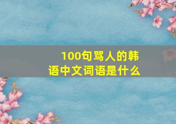 100句骂人的韩语中文词语是什么