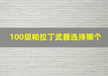 100级帕拉丁武器选择哪个