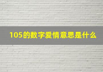 105的数字爱情意思是什么