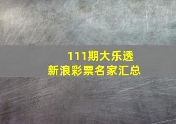 111期大乐透新浪彩票名家汇总