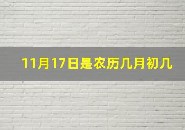 11月17日是农历几月初几