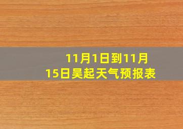 11月1日到11月15日吴起天气预报表