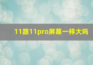 11跟11pro屏幕一样大吗