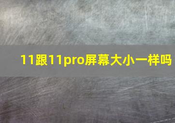 11跟11pro屏幕大小一样吗