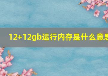 12+12gb运行内存是什么意思