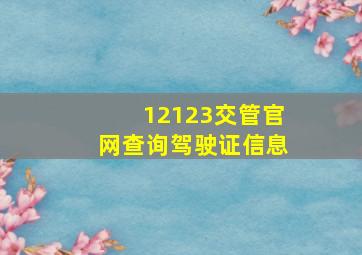 12123交管官网查询驾驶证信息