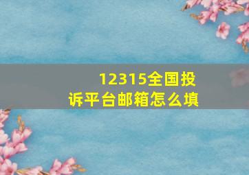 12315全国投诉平台邮箱怎么填