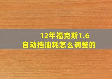 12年福克斯1.6自动挡油耗怎么调整的