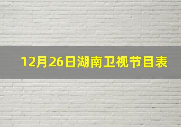 12月26日湖南卫视节目表