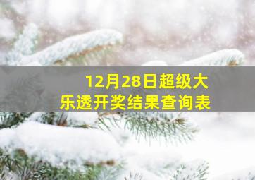 12月28日超级大乐透开奖结果查询表