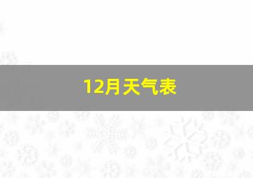 12月天气表