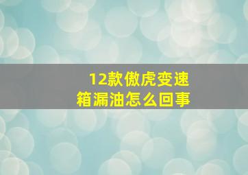 12款傲虎变速箱漏油怎么回事