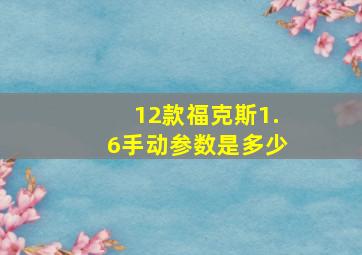 12款福克斯1.6手动参数是多少