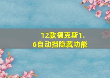 12款福克斯1.6自动挡隐藏功能