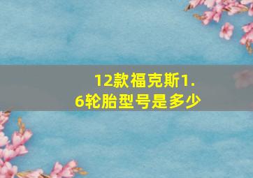 12款福克斯1.6轮胎型号是多少