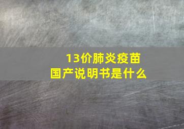 13价肺炎疫苗国产说明书是什么