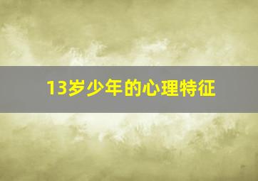 13岁少年的心理特征