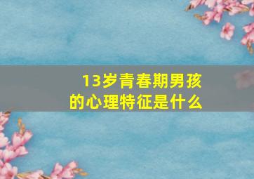 13岁青春期男孩的心理特征是什么