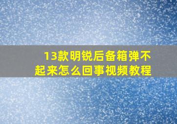 13款明锐后备箱弹不起来怎么回事视频教程