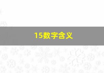 15数字含义