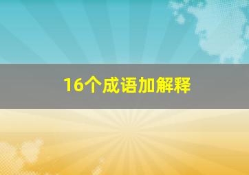 16个成语加解释