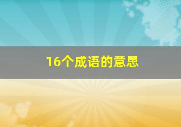 16个成语的意思