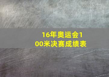 16年奥运会100米决赛成绩表