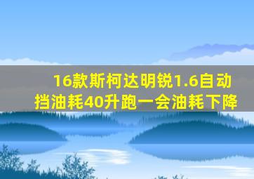 16款斯柯达明锐1.6自动挡油耗40升跑一会油耗下降