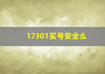 17301买号安全么