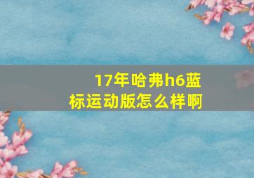 17年哈弗h6蓝标运动版怎么样啊