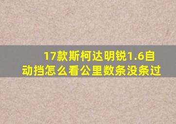 17款斯柯达明锐1.6自动挡怎么看公里数条没条过