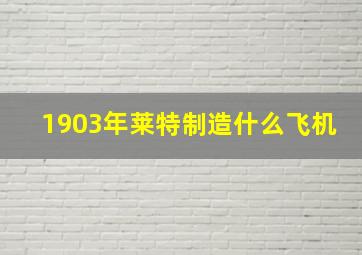 1903年莱特制造什么飞机