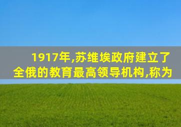 1917年,苏维埃政府建立了全俄的教育最高领导机构,称为