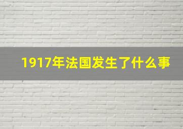 1917年法国发生了什么事