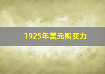 1925年美元购买力