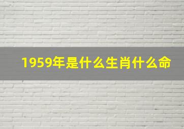 1959年是什么生肖什么命