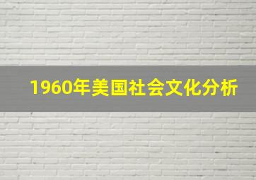 1960年美国社会文化分析