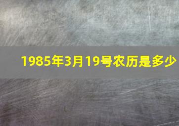 1985年3月19号农历是多少